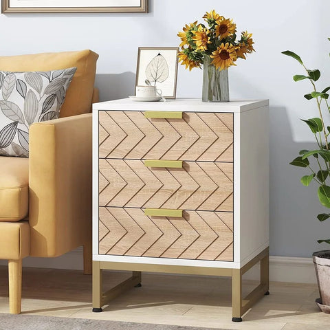 3-Drawer Nightstand | Solid Wood Bedside Table for Bedroom – Oakvello