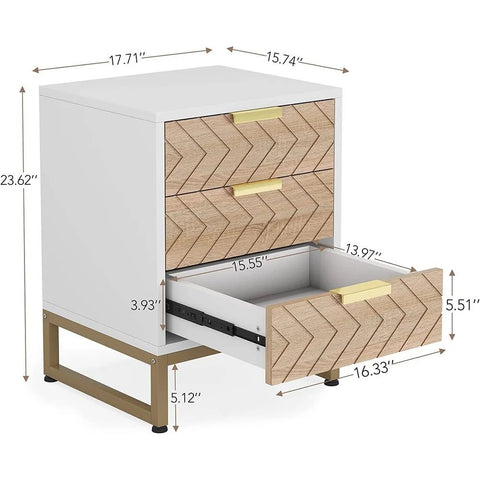 3-Drawer Nightstand | Solid Wood Bedside Table for Bedroom – Oakvello