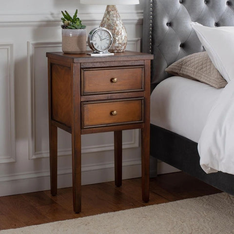 Brown Finish Solid Wood End Table | Living Room Accent Side Table – Oakvello