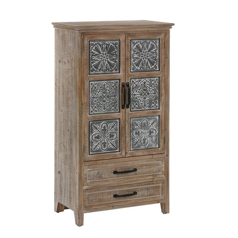 Solid Wood & Metal 2-Drawer 2-Door Wardrobe | Bedroom Storage Furniture – Oakvello