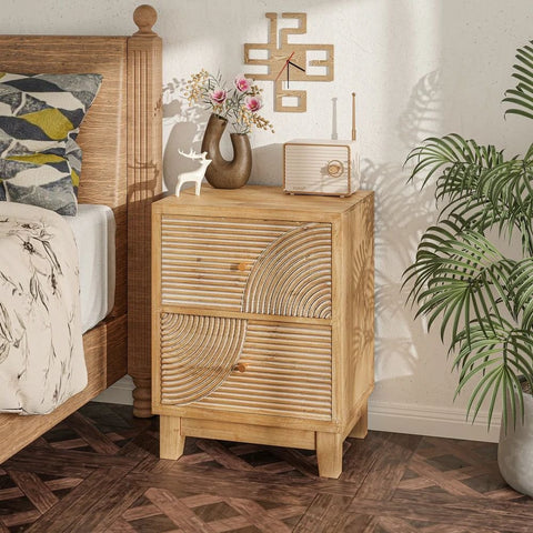 3-Drawer Bedside Table | Wood Finish Nightstand with Storage – Oakvello