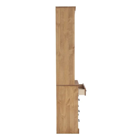 Solid Wood Bookcase | 4 Shelves & 3 Drawers Living Room Display Storage – Oakvello