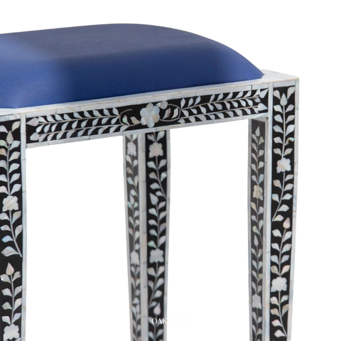 Noir Bloom Bone Inlay Side Table