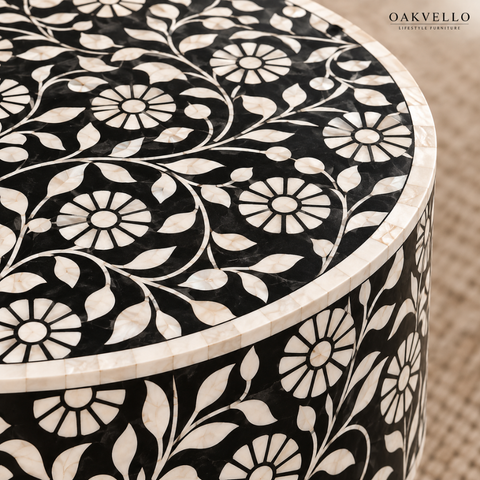 Monarch Noir Bone Inlay Coffee Table| Handcrafted Artisan Living Room Centre Table – Oakvello