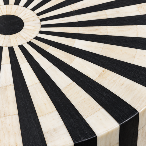 Serene Round Bone Inlay Coffee Table | Handcrafted Artisan Living Room Furniture – Oakvello