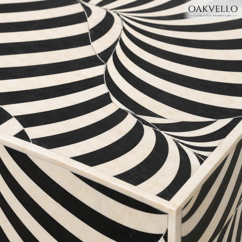 Oakvello Handcrafted Black and White Bone Inlay Coffee Table
