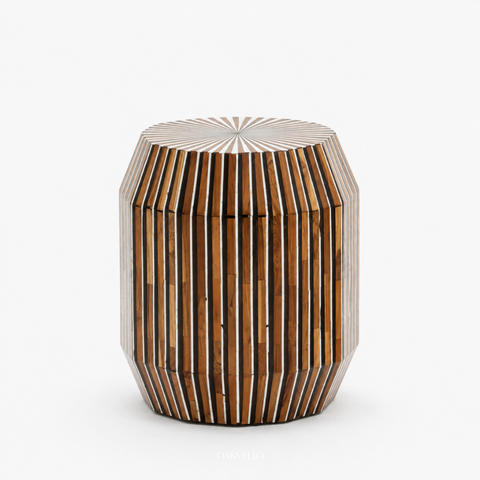Ribbed Barrel Bone Inlay Side Table