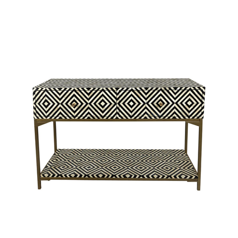Jaipuri Bone Inlay Console Table | Handcrafted Artisan Entryway Furniture – Oakvello
