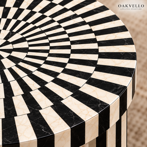 Black & White Sunburst Coffee Table I Oakvello