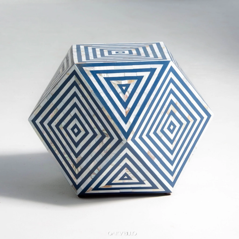 Indigo Labyrinth Bone Inlay Side Table