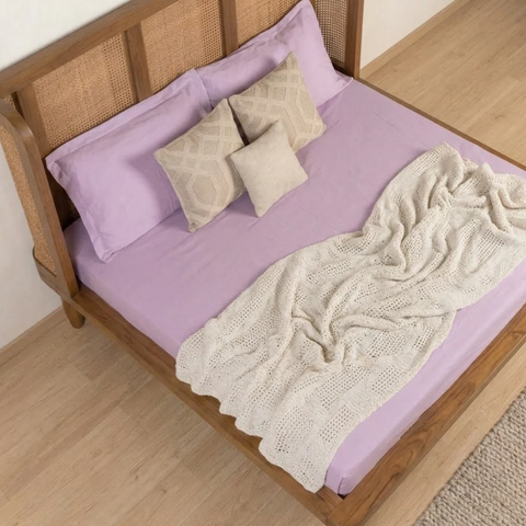 Aethel Handcrafted Teak Wood Cane Bed | Luxury Bedroom Furniture – Oakvello