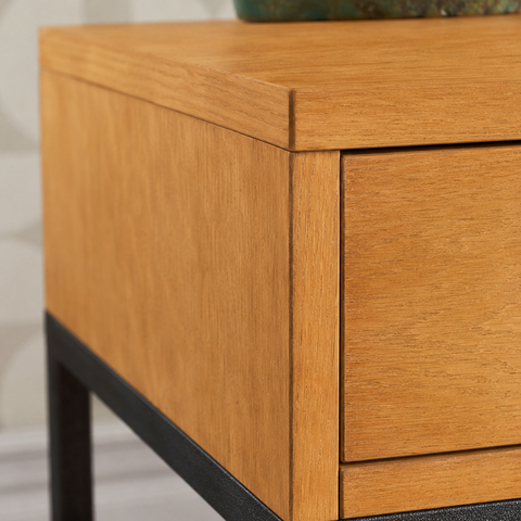 Solid Wood End Table with Storage | Living Room Accent Side Table – Oakvello