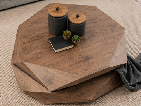 Croco Solid Wood Coffee Table | Textured Living Room Centre Table – Oakvello