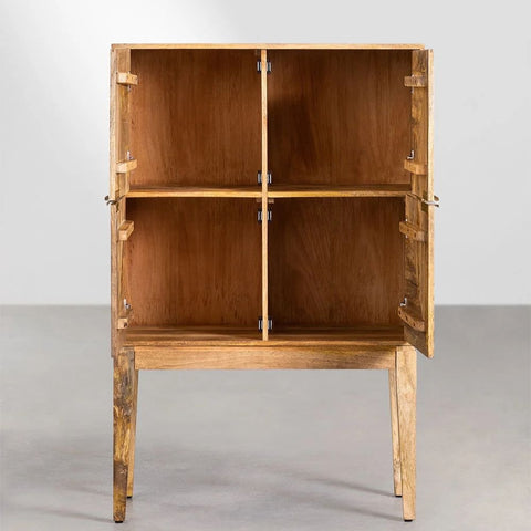 Baty Design Tall Solid Mango Wood Sideboard | High Living Room Storage – Oakvello
