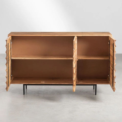 Petter Acacia Wood Sideboard | Solid Hardwood Living Room Storage – Oakvello