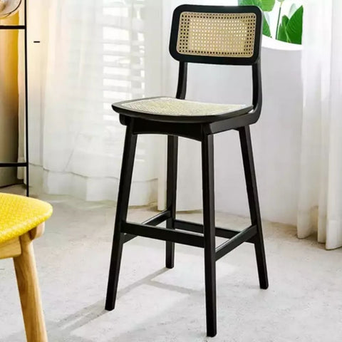 White Rattan & Solid Wood Counter Stool | Kitchen & Home Bar Seating – Oakvello