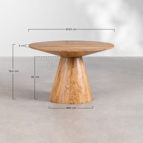 Weymar 120cm Round Solid Acacia Wood Dining Table | Kitchen Furniture – Oakvello