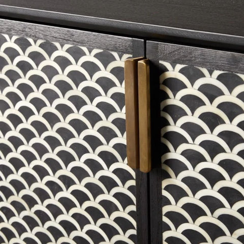 Jaipuri Black Bone Inlay Bar Cabinet | Handcrafted Home Bar Storage – Oakvello