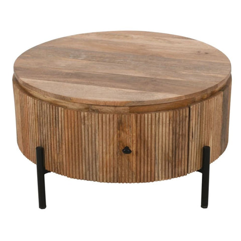 York Natural Solid Wood Coffee Table with Metal Legs | Living Room Furniture – Oakvello