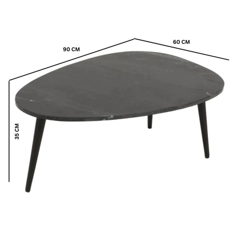 Solid Wood Coffee Table with Black Marble Top & Metal Legs | Living Room Furniture – Oakvello