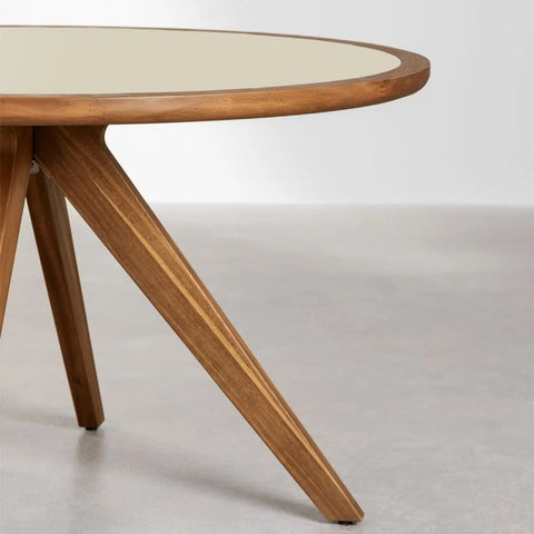 Gamila 130cm Acacia Wood & Cement Rectangular Dining Table – Oakvello