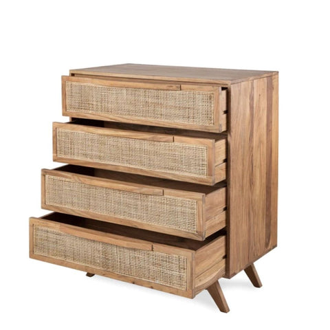 Myra Rattan Chest of Drawers | Boho Solid Wood Bedroom Dresser – Oakvello