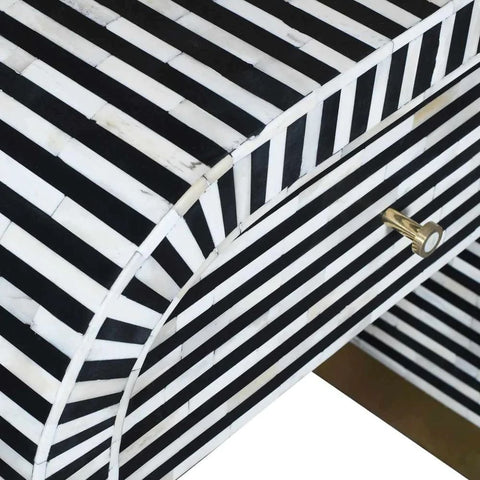 Ajmeri Black Bone Inlay Bedside Table | Handcrafted Luxury Nightstand – Oakvello