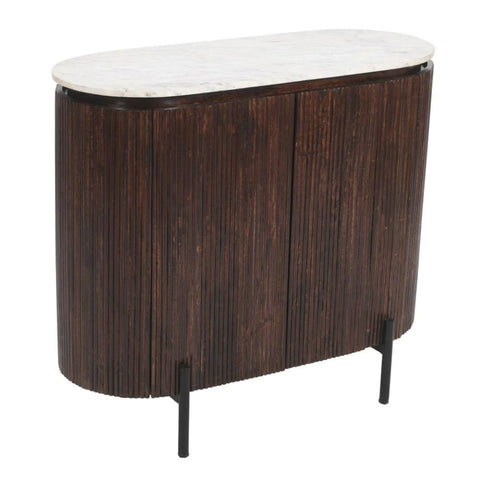 Jodhpuri Mango Wood Drinks Cabinet & Sideboard | Marble Top & Metal Legs – Oakvello