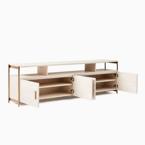 Winterwood & Light Bronze 80-Inch Solid Wood Media Console Table | Living Room Furniture – Oakvello