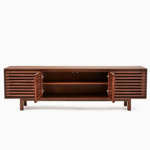 80" Walnut Media Console | Wide Solid Wood TV Stand & Storage – Oakvello
