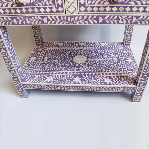 Ajmeri Bone Inlay 2-Drawer Bedside Table | Handcrafted Nightstand – Oakvello
