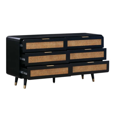Lucia Rattan & Solid Wood Chest of Drawers | Boho Bedroom Dresser – Oakvello