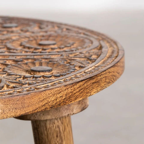 Nanup 40cm Round Solid Mango Wood Side Table | Living Room Accent Furniture – Oakvello
