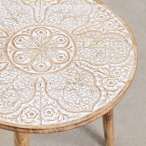 Tienga 45cm Round Solid Mango Wood Side Table | Living Room Accent Furniture – Oakvello