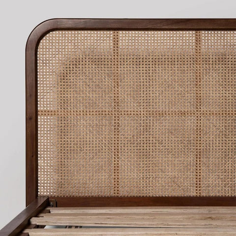 Cane Rattan Bed | Solid Wood Boho Bedroom Furniture – Oakvello