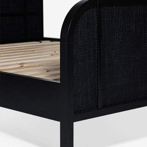 Gagron Solid Wood Rattan Cane Bed | Handcrafted Boho Bedroom Furniture – Oakvello