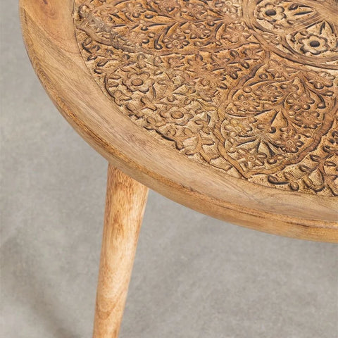 60cm Round Solid Mango Wood Coffee Table | Living Room Centre Table – Oakvello