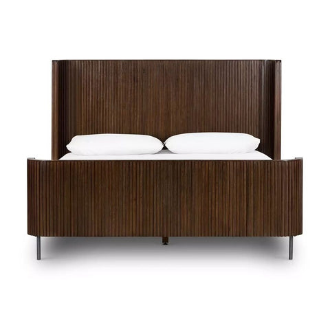 Ajmeri Fletcher Solid Wood Bed | Premium Handcrafted Bedroom Furniture – Oakvello