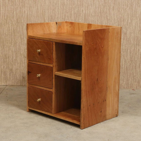 Light Finish 3-Drawer Bedside Unit | Solid Wood Bedroom Nightstand – Oakvello