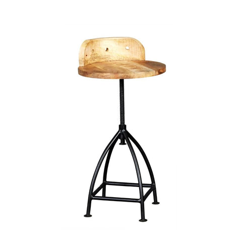 Jodhpuri Upcycled Wood Bar Stool | Handcrafted Solid Wood Kitchen Seating – Oakvello