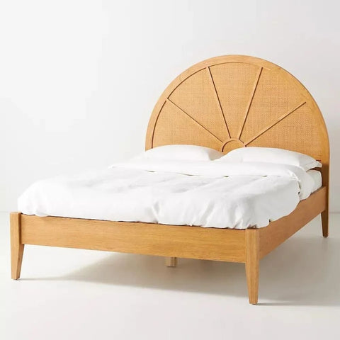 Cane & Solid Wood Bed | Handcrafted Rattan Bedroom Furniture – Oakvello