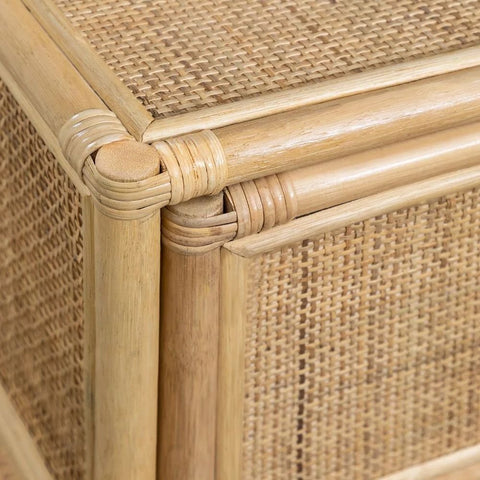 Rattan Solid Wood Bedside Table | Boho Bedroom Nightstand – Oakvello