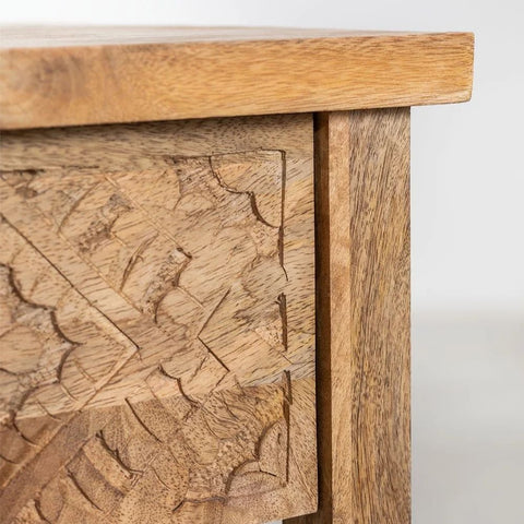 Maraja Style Solid Mango Wood Bedside Table | Bedroom Nightstand – Oakvello
