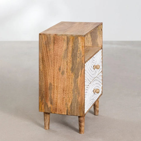 Solid Mango Wood Bedside Table | Warm Finish Bedroom Nightstand – Oakvello