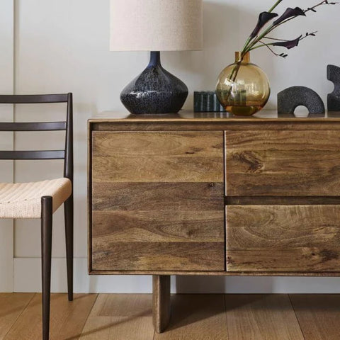 Natural Solid Wood Sideboard TV Cabinet | Media Console & Storage – Oakvello