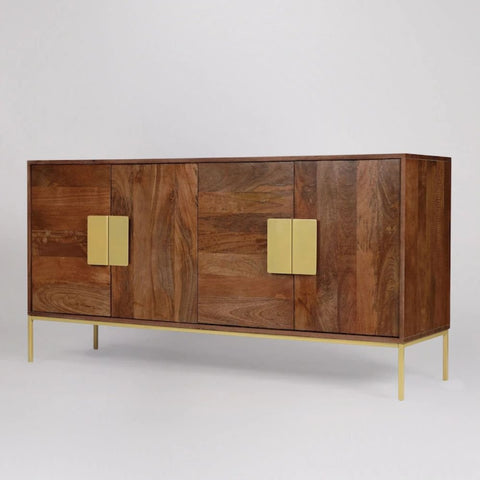 Jodhpuri Grey Solid Wood Sideboard | Living Room Storage Cabinet – Oakvello