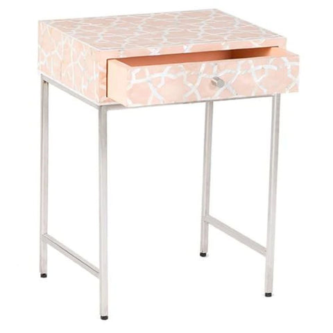 Pink Mother of Pearl Inlay Side Cabinet | Handcrafted Artisan Storage Furniture – Oakvello