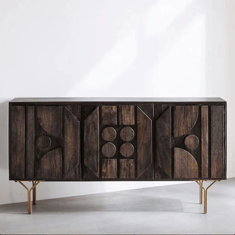 Solid Wood & Metal Sideboard | Industrial Living Room Storage – Oakvello