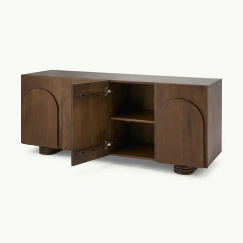 Solid Mango Wood Sideboard with Storage | Living Room Cabinet – Oakvello