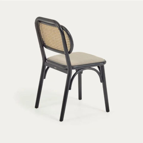 Jodhpur Cane Chair | Natural Finish with Upholstered Seat – Oakvello